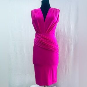Sexy NWT $250 Issue New York Hot Pink Cinched Waist Neoprene Party Dress, Sz M!